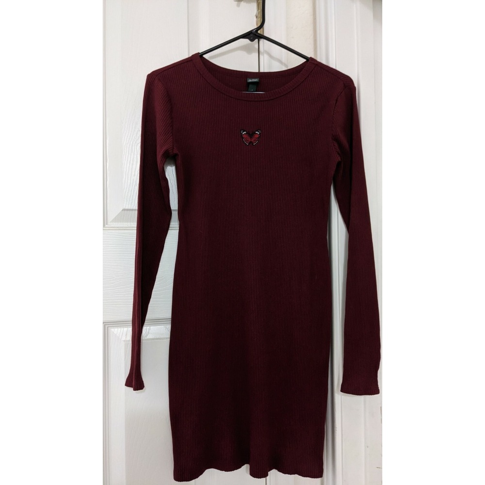 Women's Wild Fable Burgandy Long Sleeve Knit Dress Size S NEW